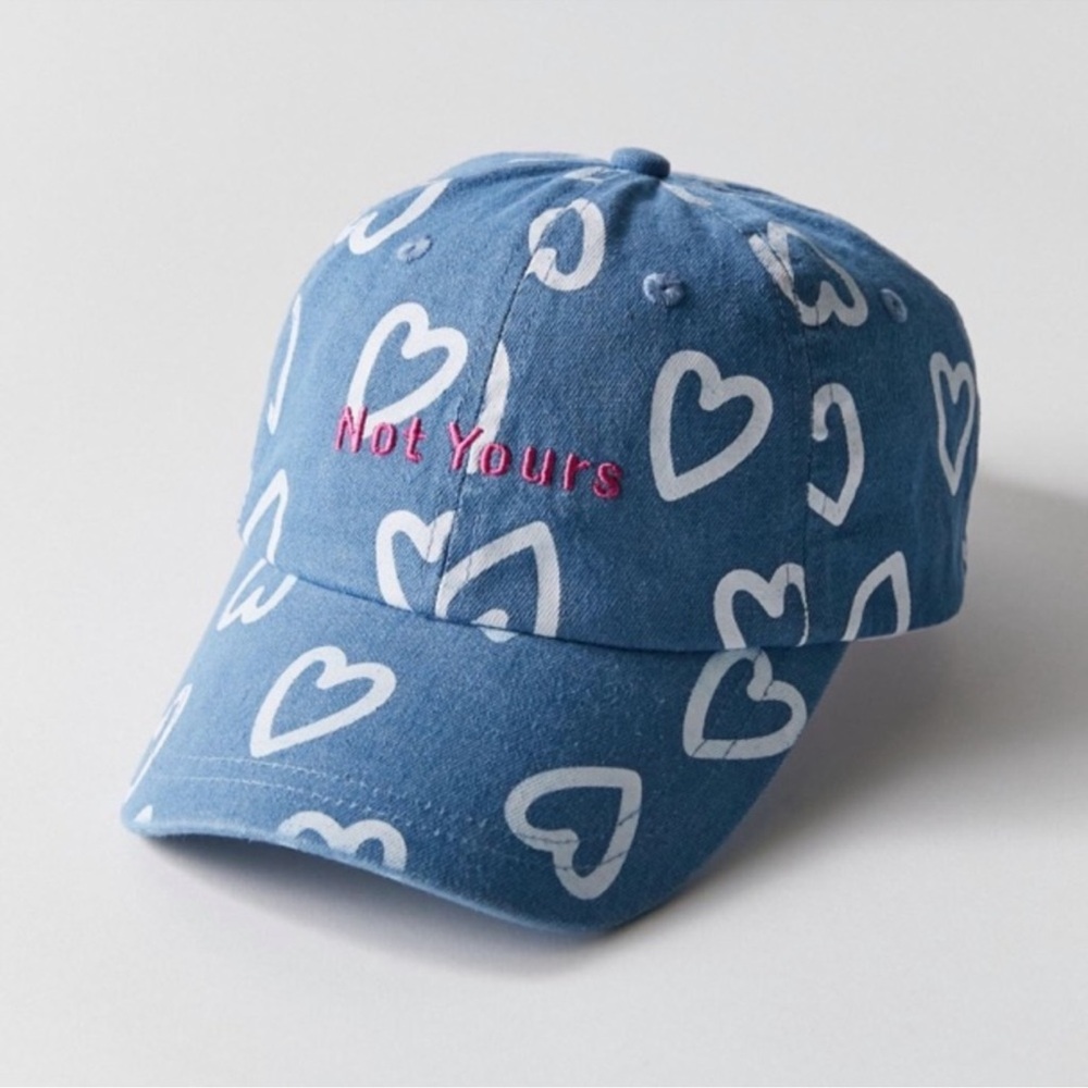 UO Denim Hearts ‘Not Yours’ Baseball Cap